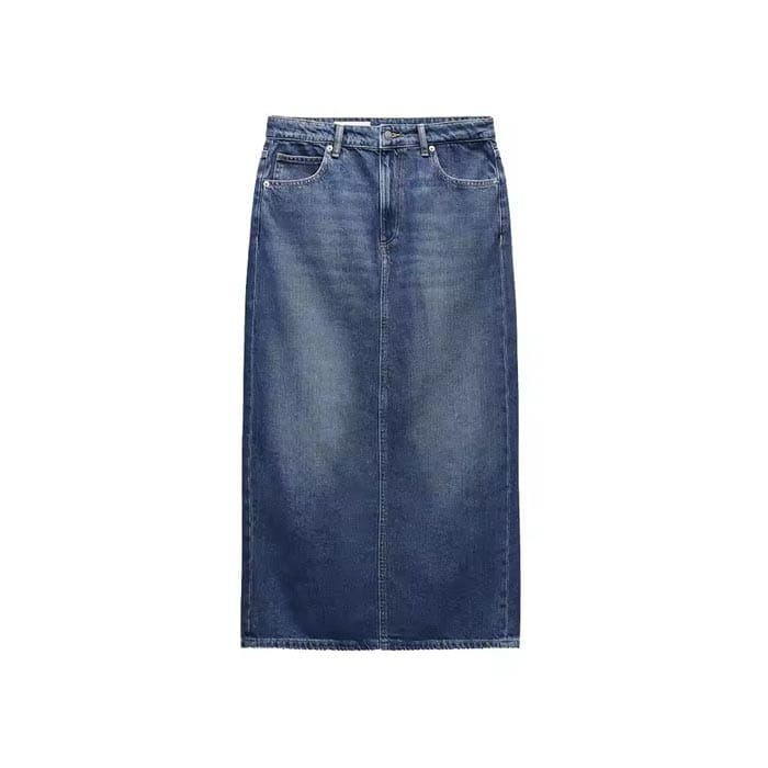 High-Waisted Denim Maxi Skirt